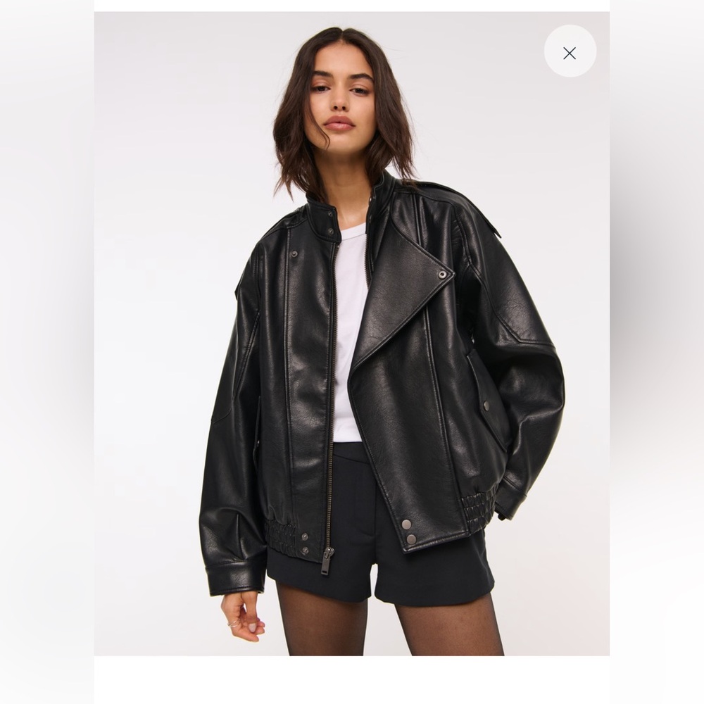 Abercrombie & Fitch Black Leather Jacket, M